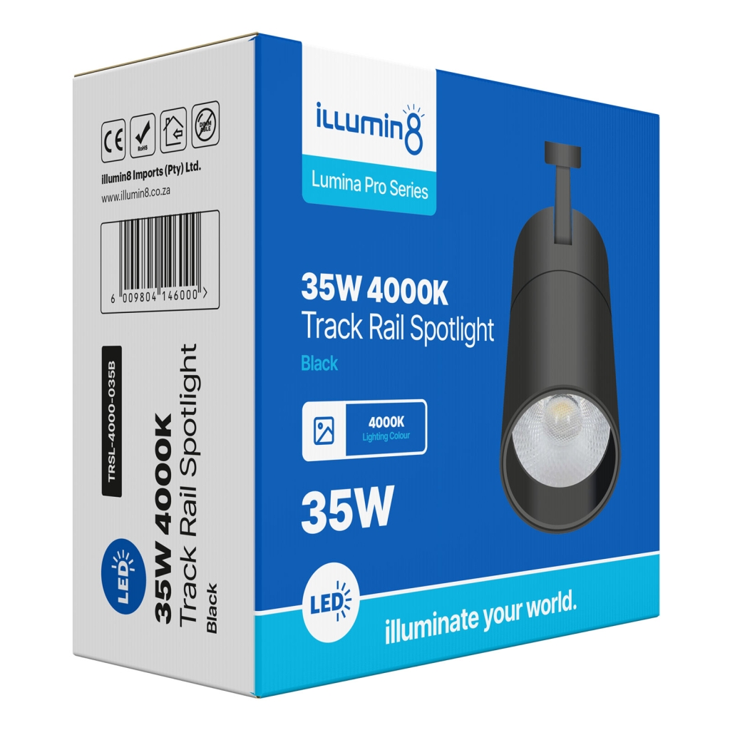 Track Rail Spotlight 4000K 35W Black 1 Illumin8 High Quality LED Lighting