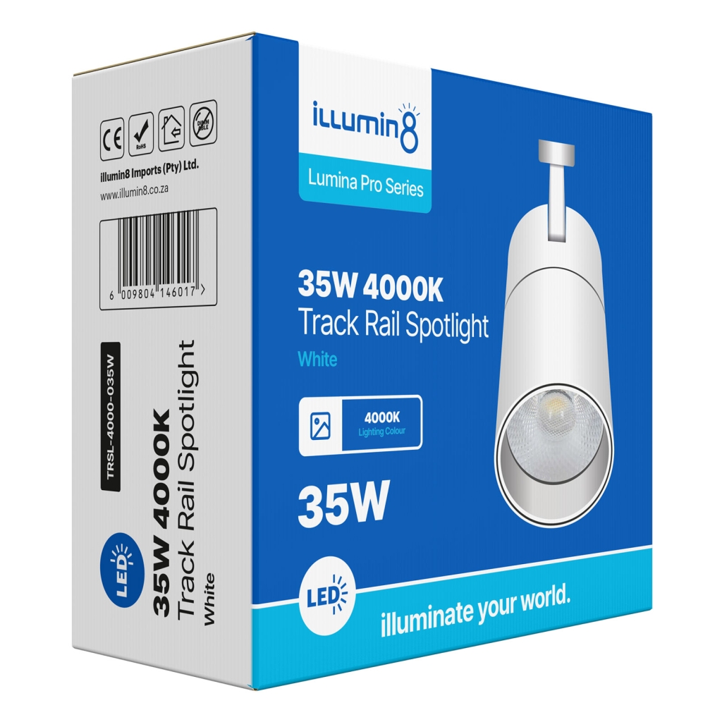 Track Rail Spotlight 4000K 35W White 7 Illumin8 High Quality LED Lighting