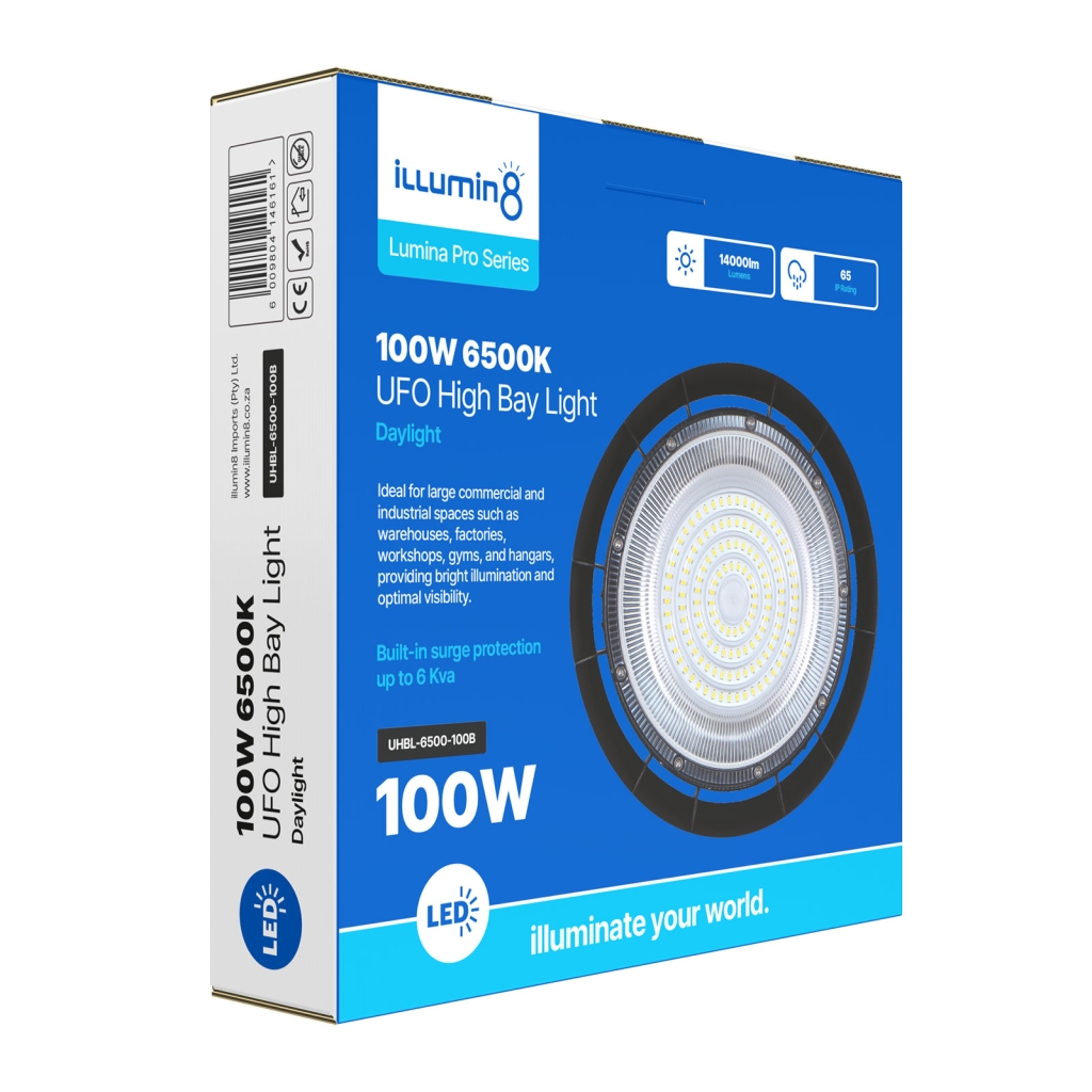 UFO High Bay Light 6500K 100W Black 6 Illumin8 High Quality LED Lighting
