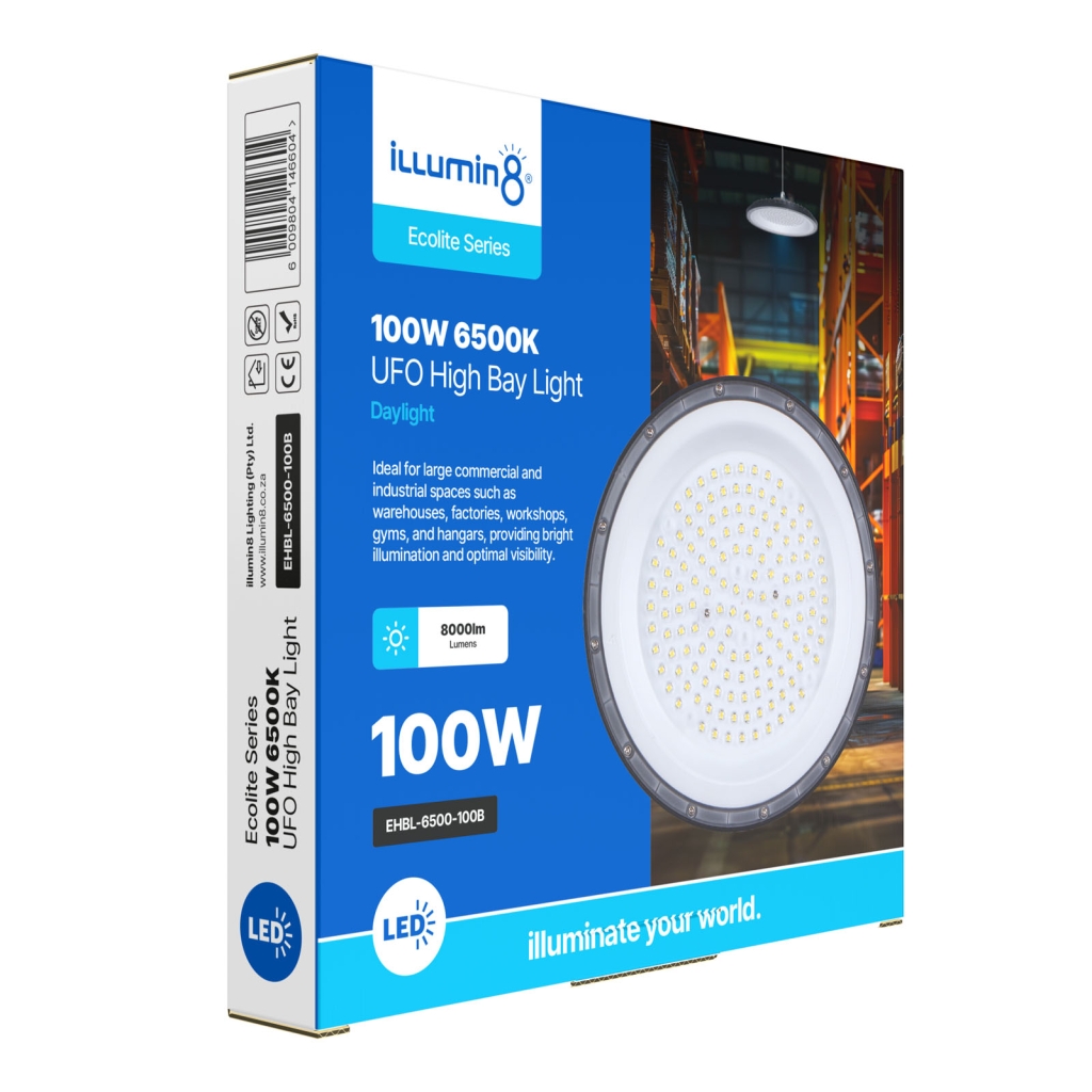 UFO High Bay Light 6500K 100W Grey 1 Illumin8 High Quality LED Lighting